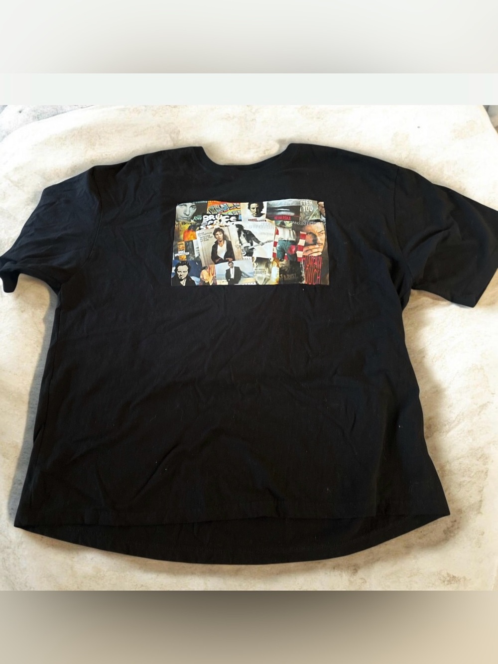 The “Boss” Black  Tee with Colorful Photo Collage Graphic Sz XL